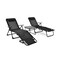 3 Piece Patio Chaise Lounge Set 2 Reclining Chairs with Table Black